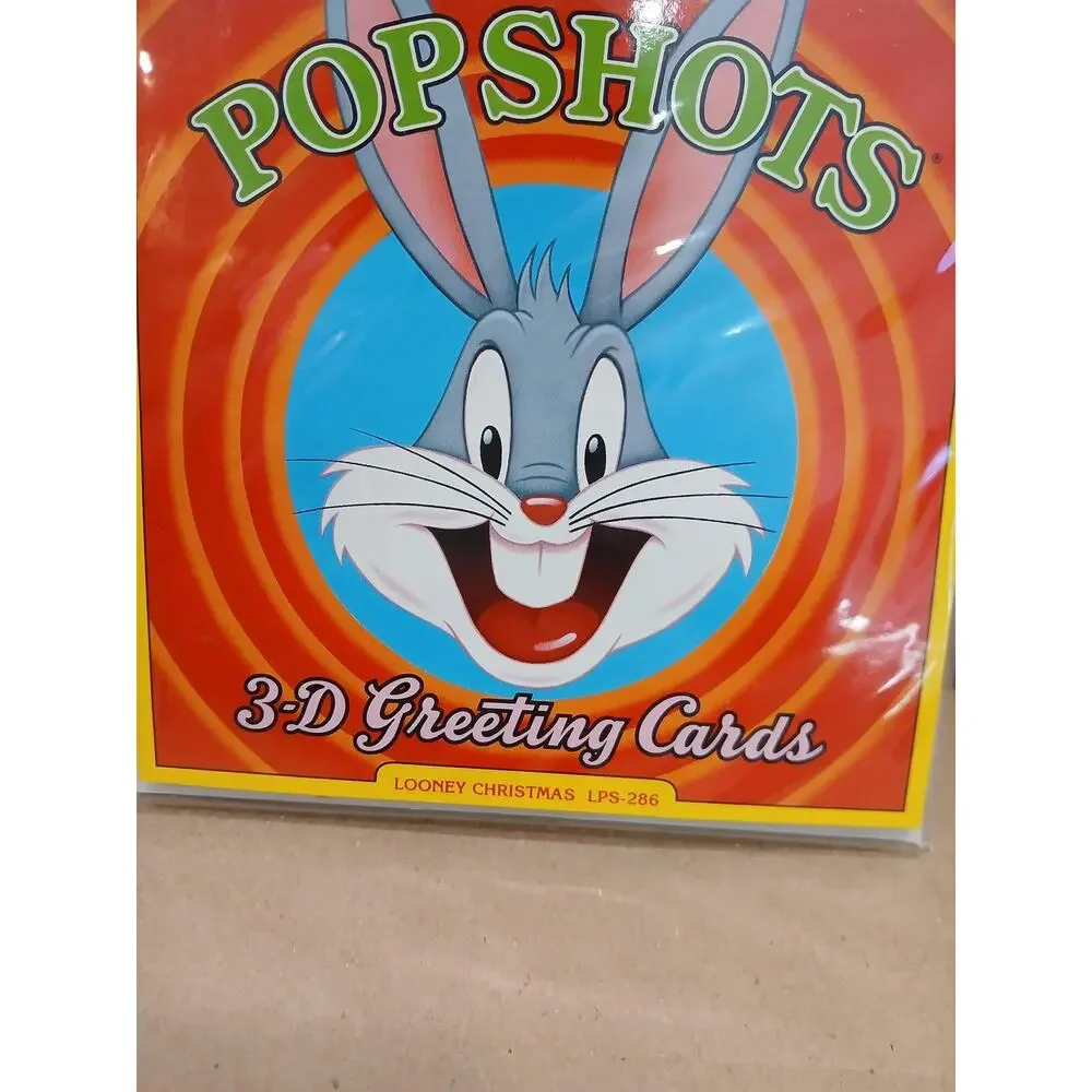 Vintage Looney Tunes Christmas PopShots 3D Greeting Card USA Bugs Bunny Taz New
